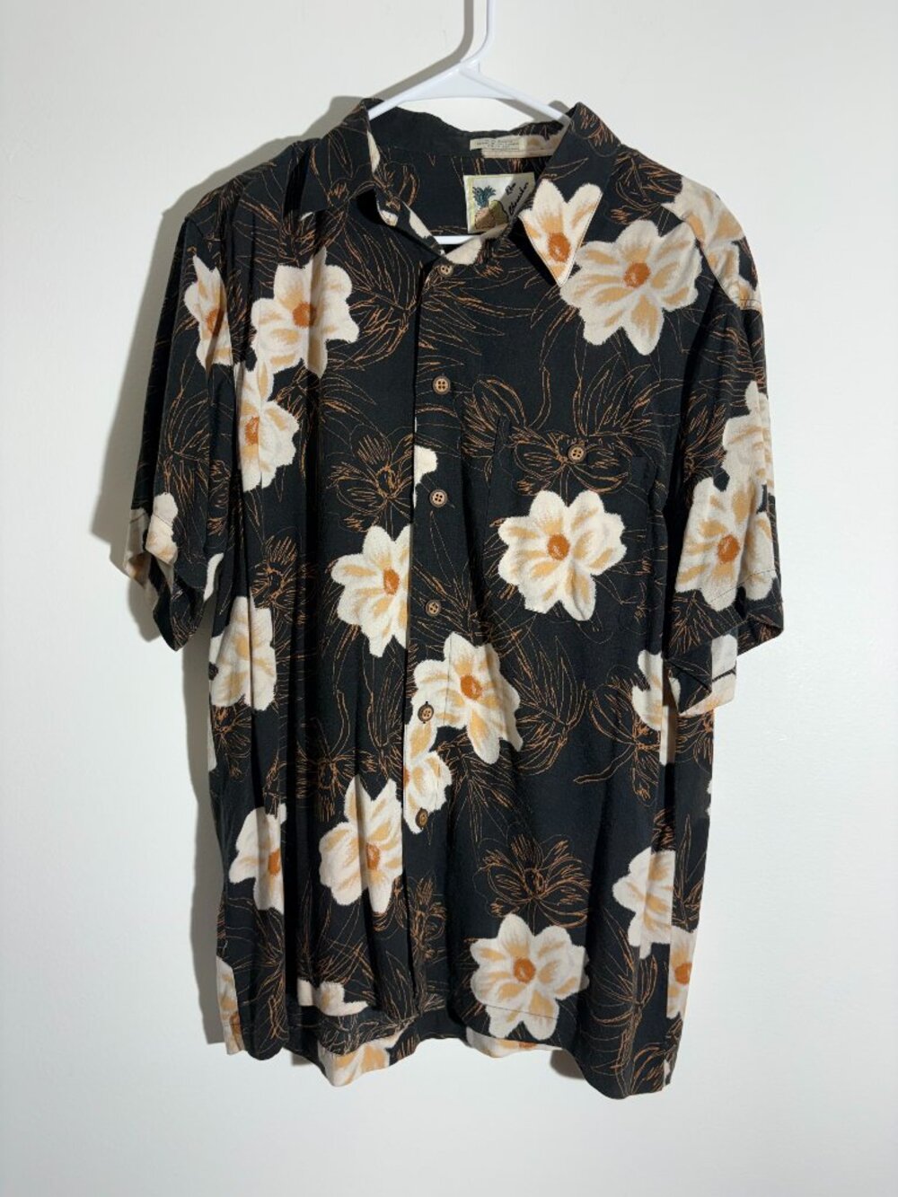Vintage Ron Chereskin Floral Hawaiian Tropical Vacation Button Up L